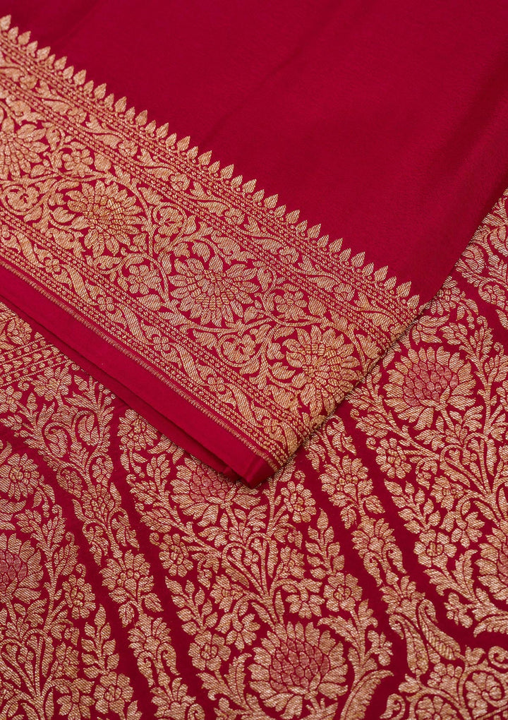 Maroon Zariwork Pure Silk Saree-Koskii