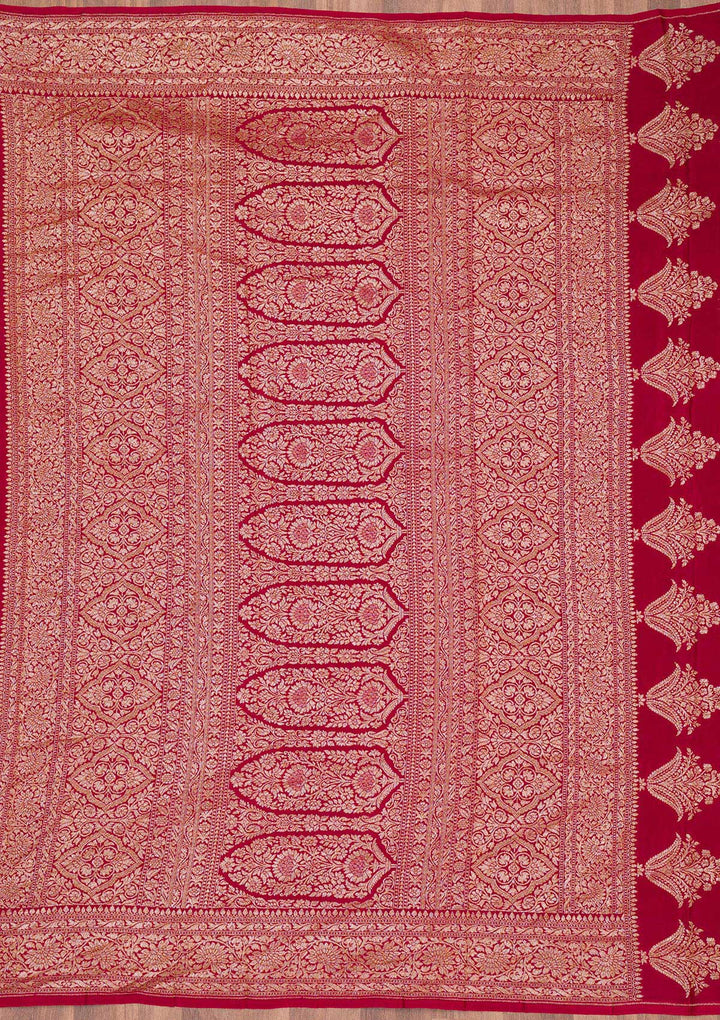 Maroon Zariwork Pure Silk Saree-Koskii