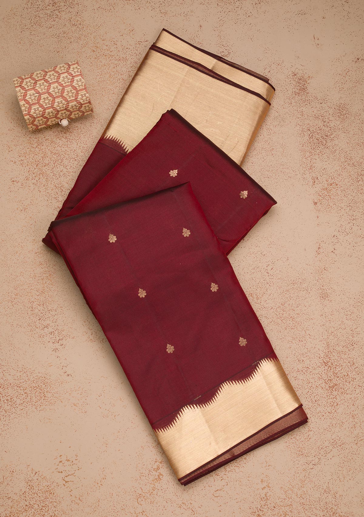 Maroon Zariwork Pure Silk Saree-Koskii