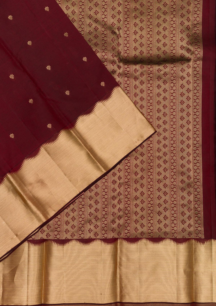 Maroon Zariwork Pure Silk Saree-Koskii