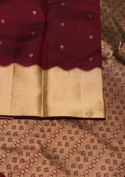 Maroon Zariwork Pure Silk Saree-Koskii