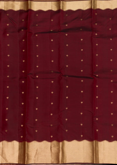 Maroon Zariwork Pure Silk Saree-Koskii