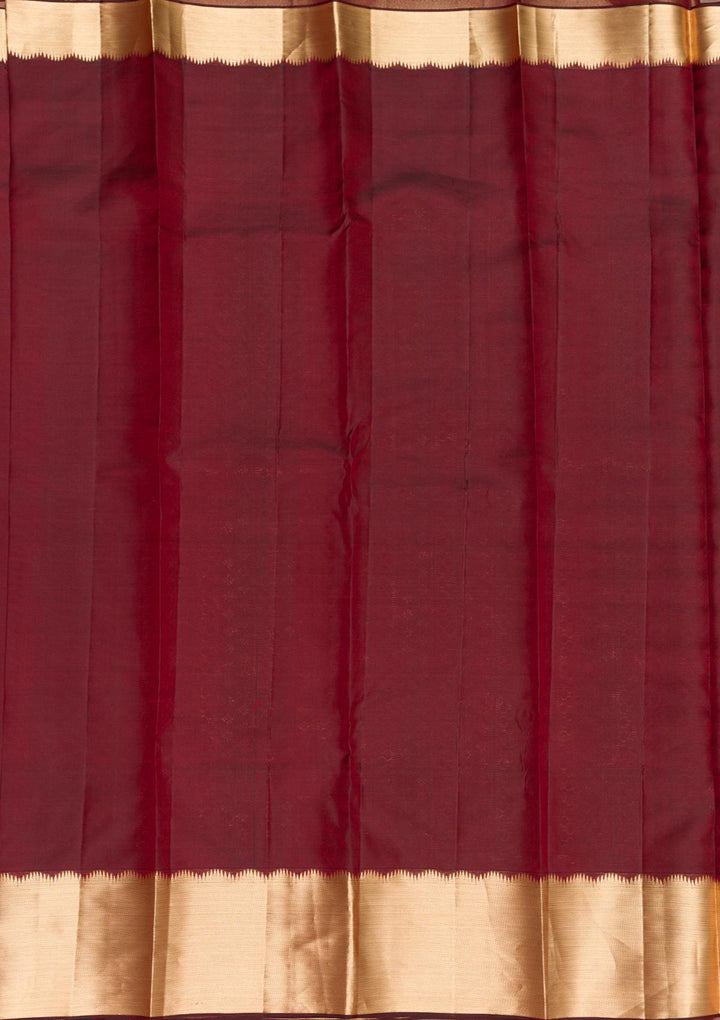 Maroon Zariwork Pure Silk Saree-Koskii
