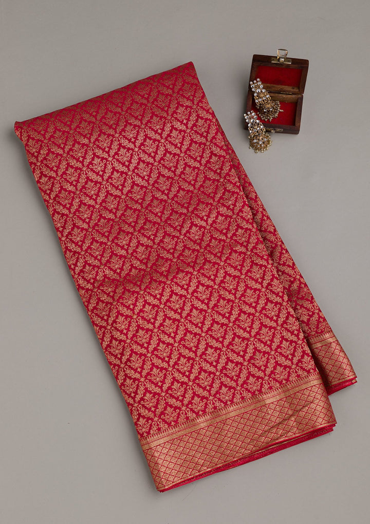 Maroon Zariwork Pure Silk Saree-Koskii