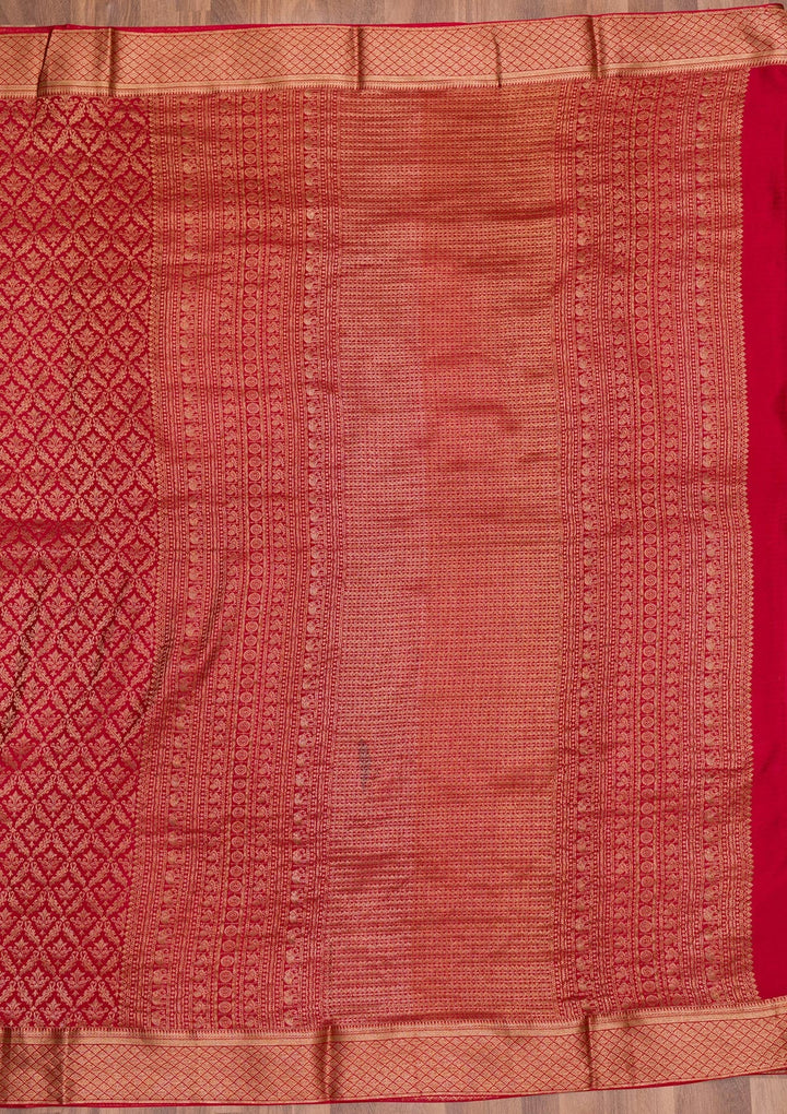 Maroon Zariwork Pure Silk Saree-Koskii