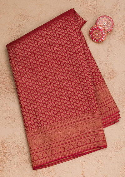 Maroon Zariwork Pure Silk Saree-Koskii