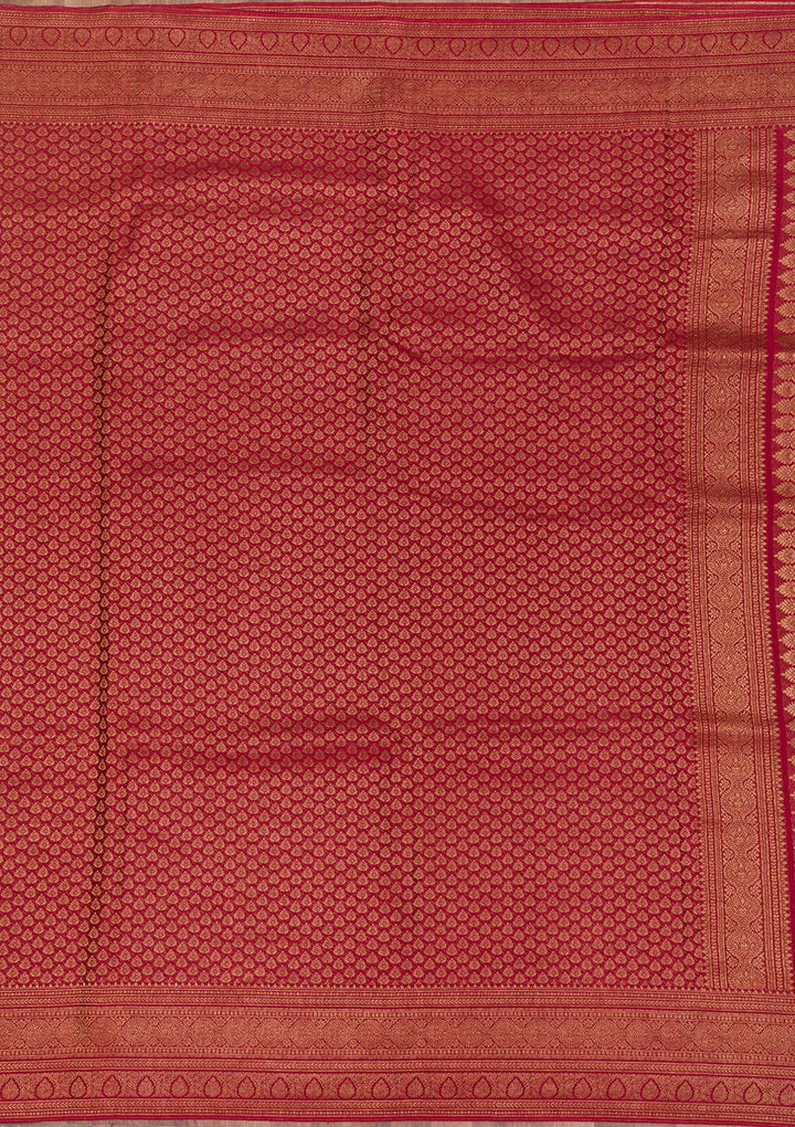Maroon Zariwork Pure Silk Saree-Koskii