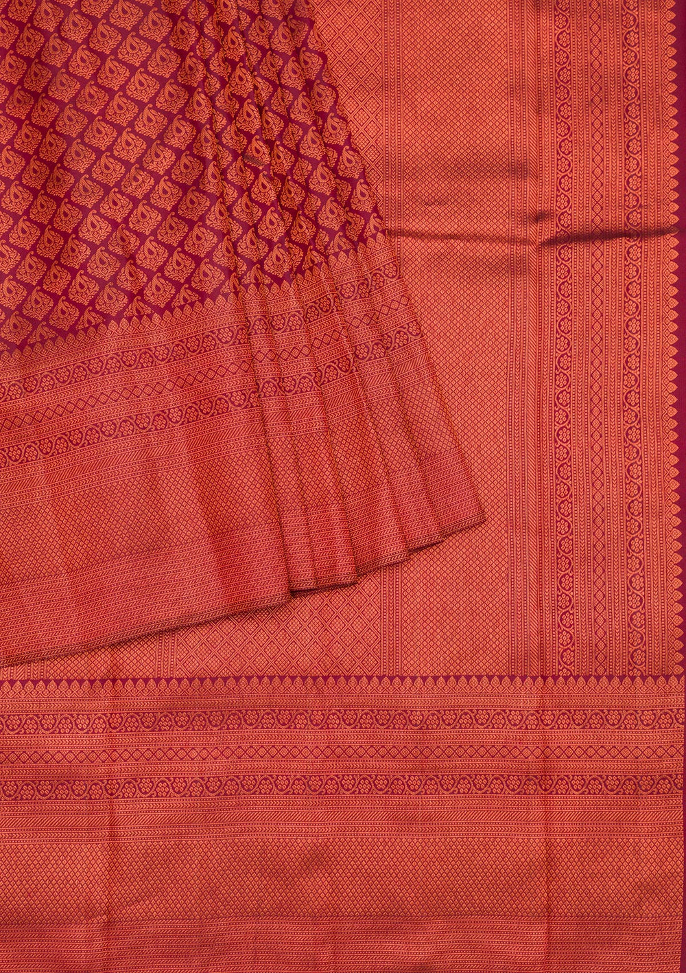 Wine Zariwork Pure Silk Saree-Koskii