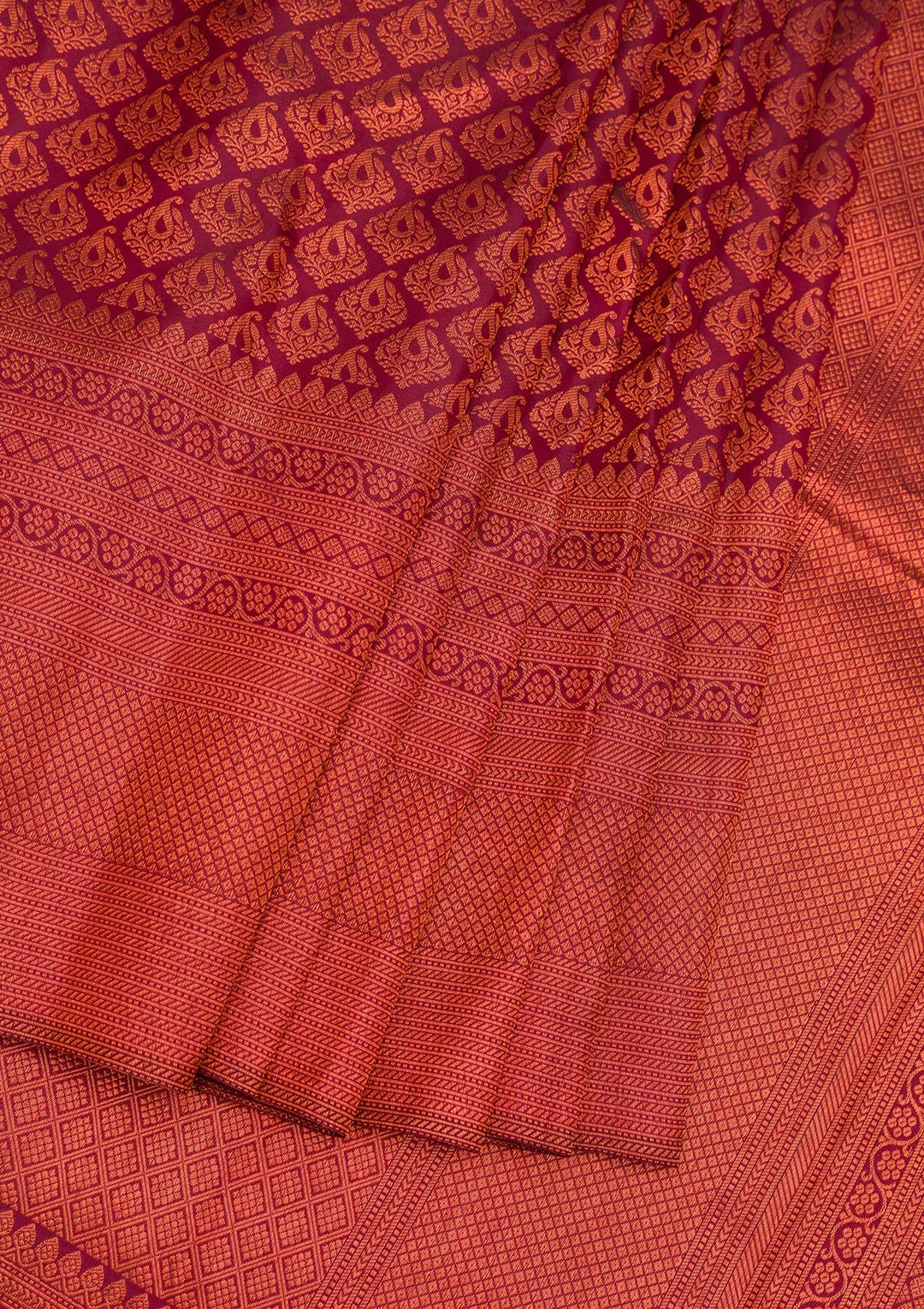 Wine Zariwork Pure Silk Saree-Koskii