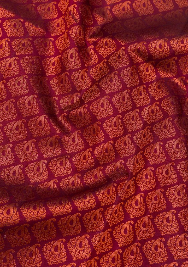 Wine Zariwork Pure Silk Saree-Koskii