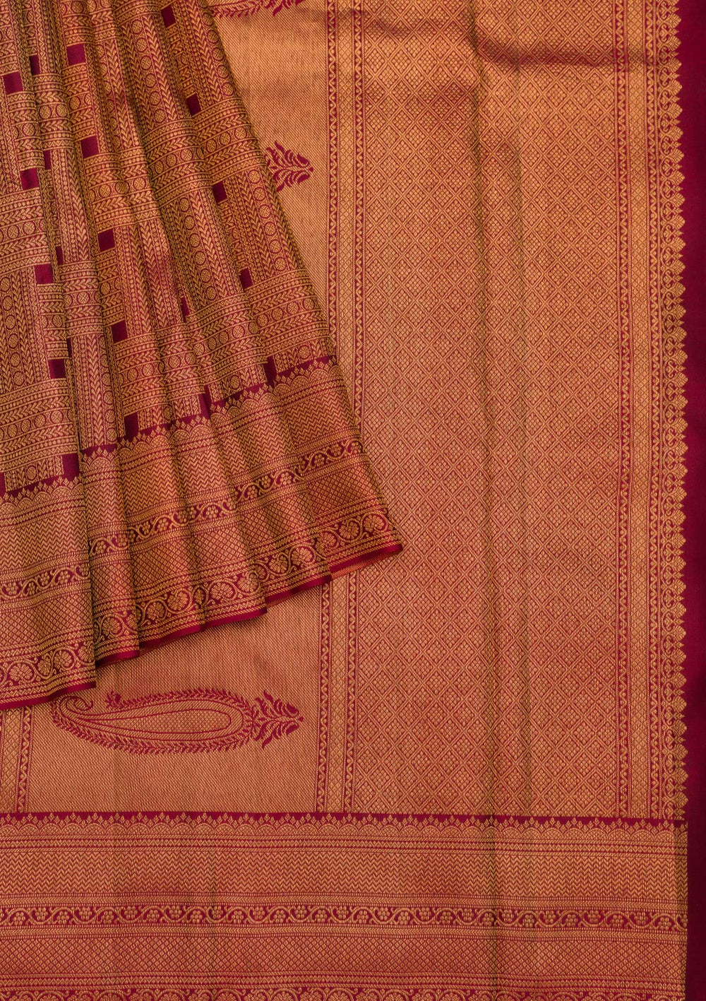 Maroon Zariwork Pure Silk Saree-Koskii