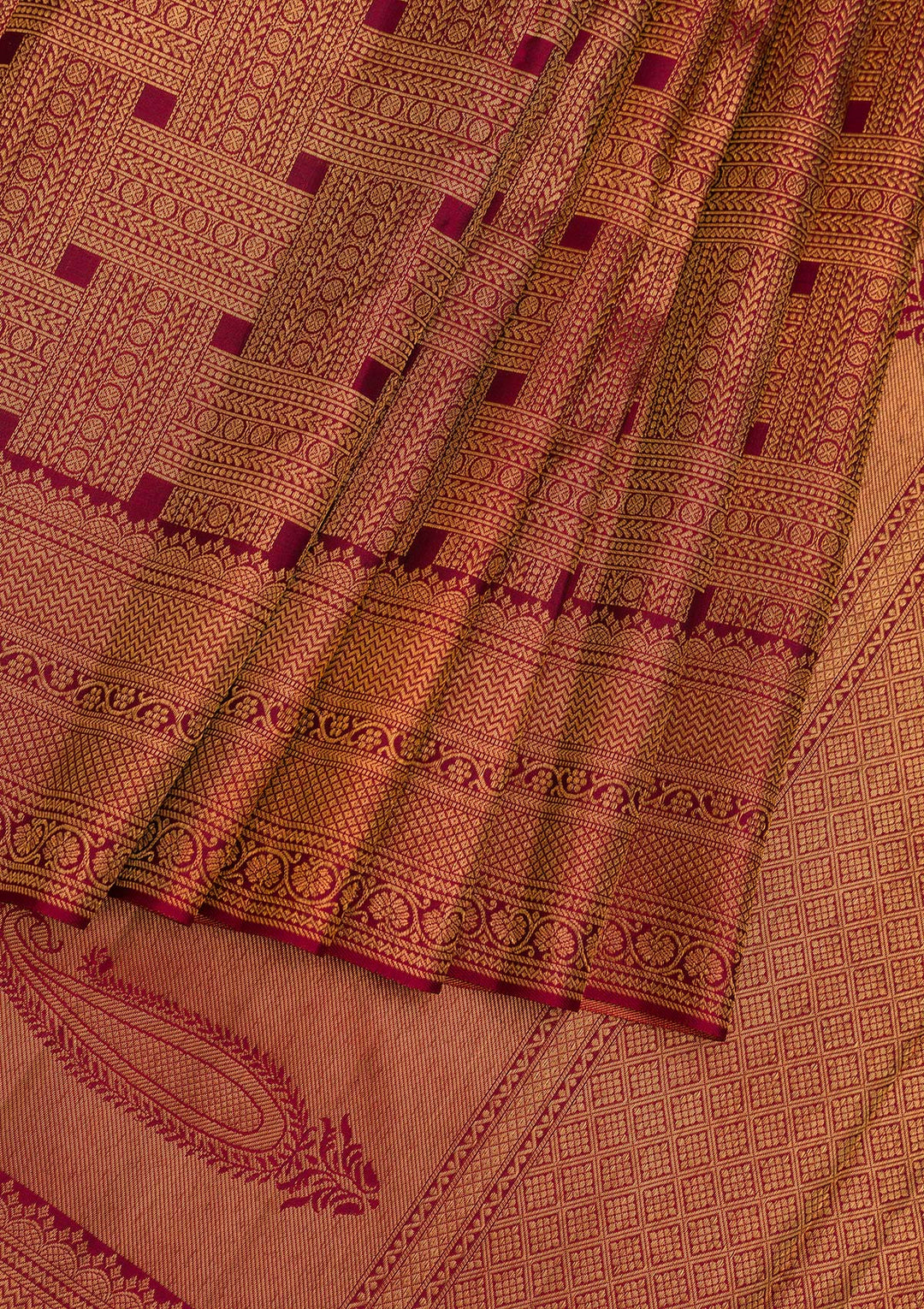 Maroon Zariwork Pure Silk Saree-Koskii
