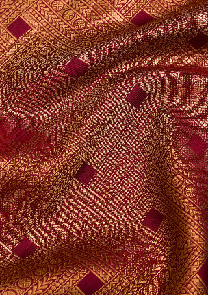 Maroon Zariwork Pure Silk Saree-Koskii