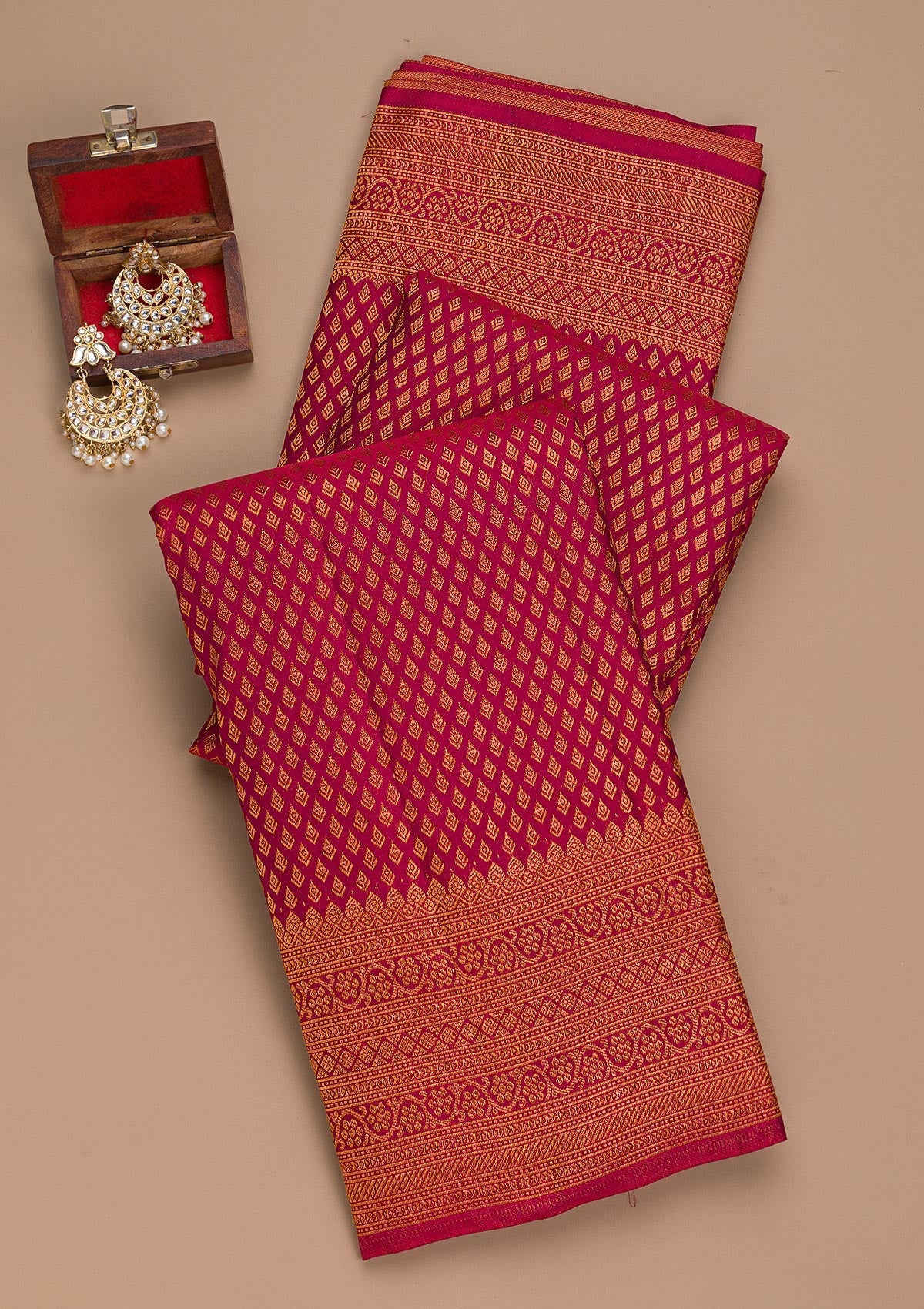 Maroon Zariwork Pure Silk Saree-Koskii