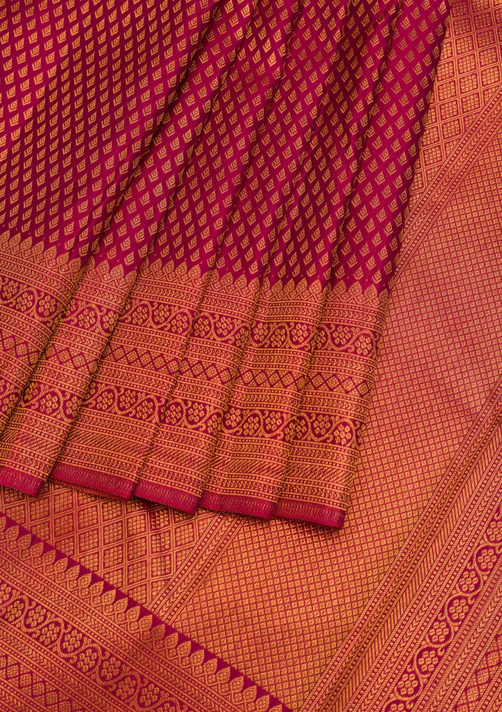 Maroon Zariwork Pure Silk Saree-Koskii