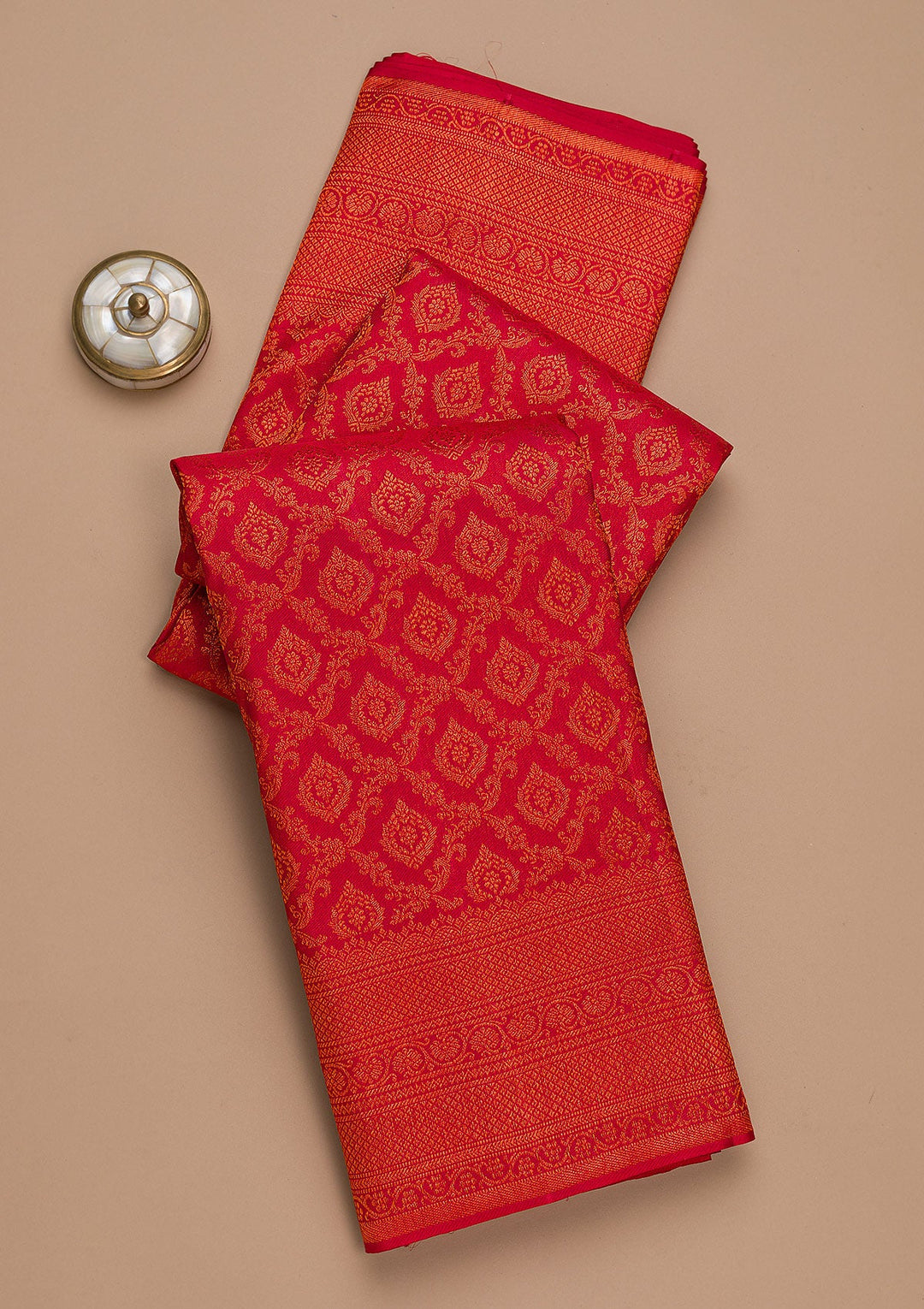Red Zariwork Pure Silk Saree-Koskii