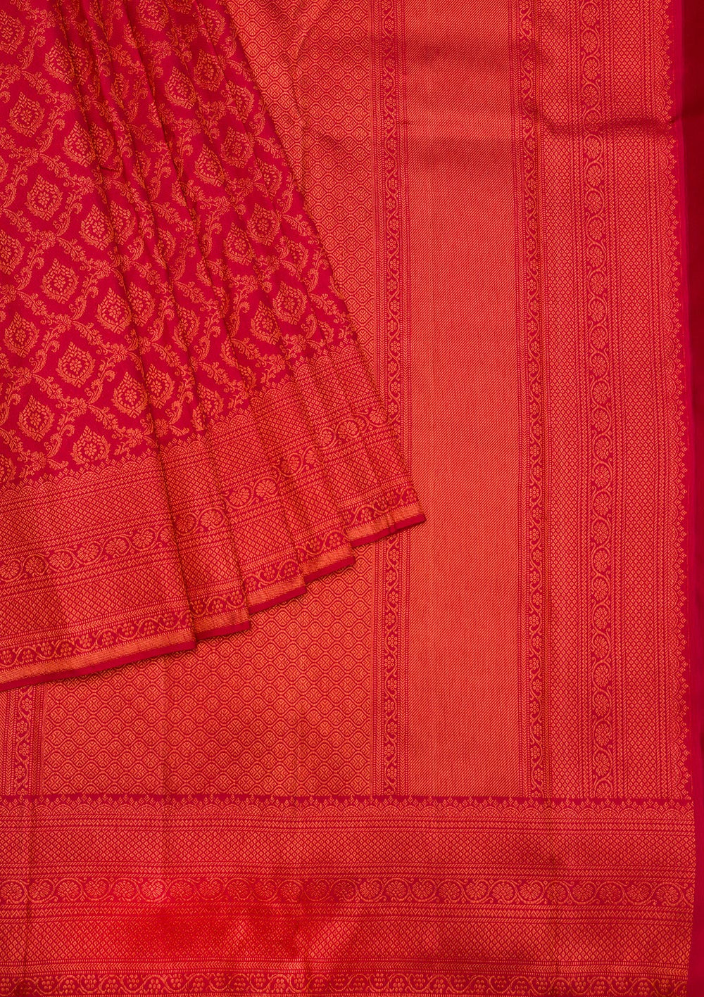 Red Zariwork Pure Silk Saree-Koskii