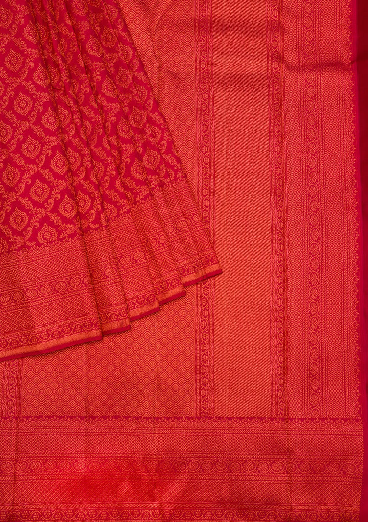 Red Zariwork Pure Silk Saree-Koskii