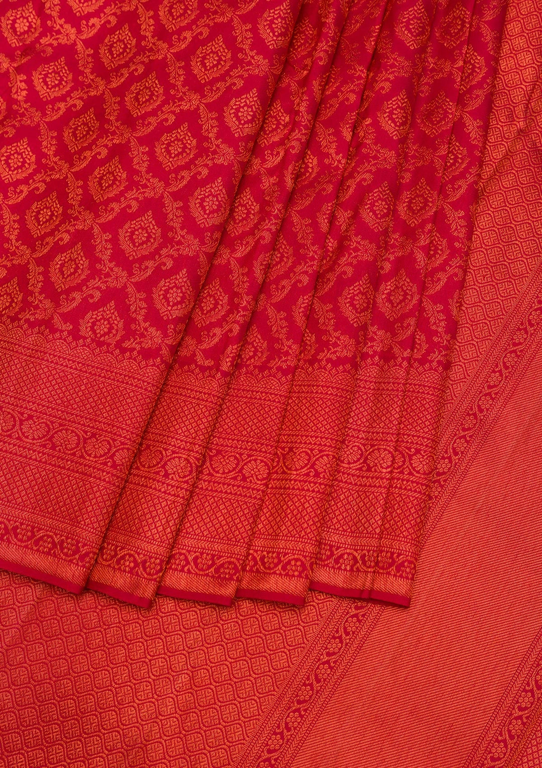 Red Zariwork Pure Silk Saree-Koskii