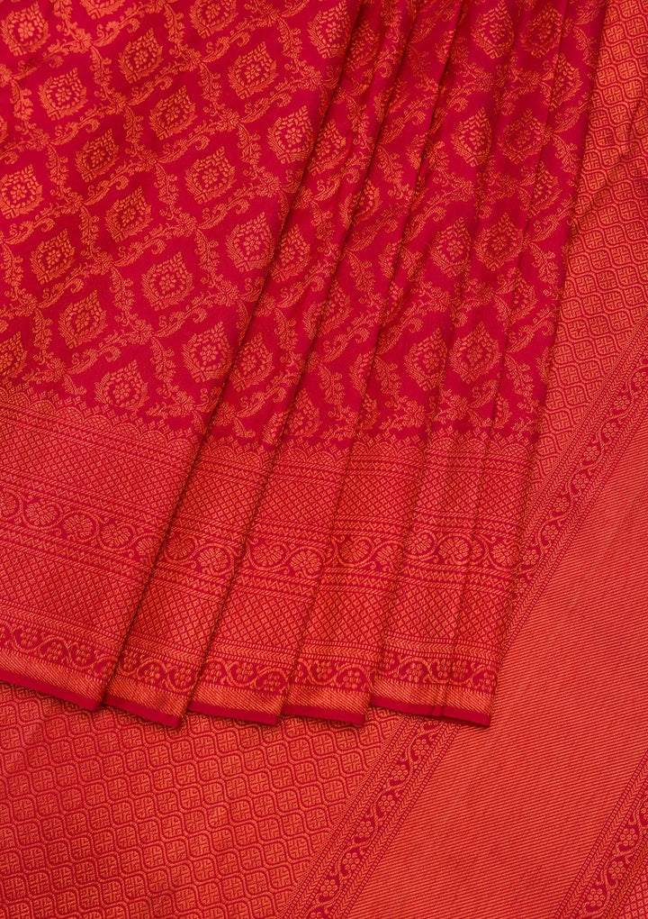 Red Zariwork Pure Silk Saree-Koskii