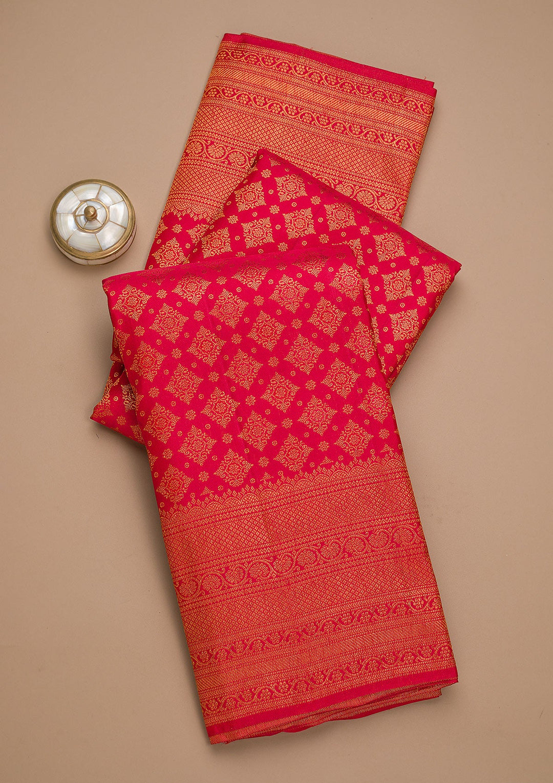 Red Zariwork Pure Silk Saree-Koskii
