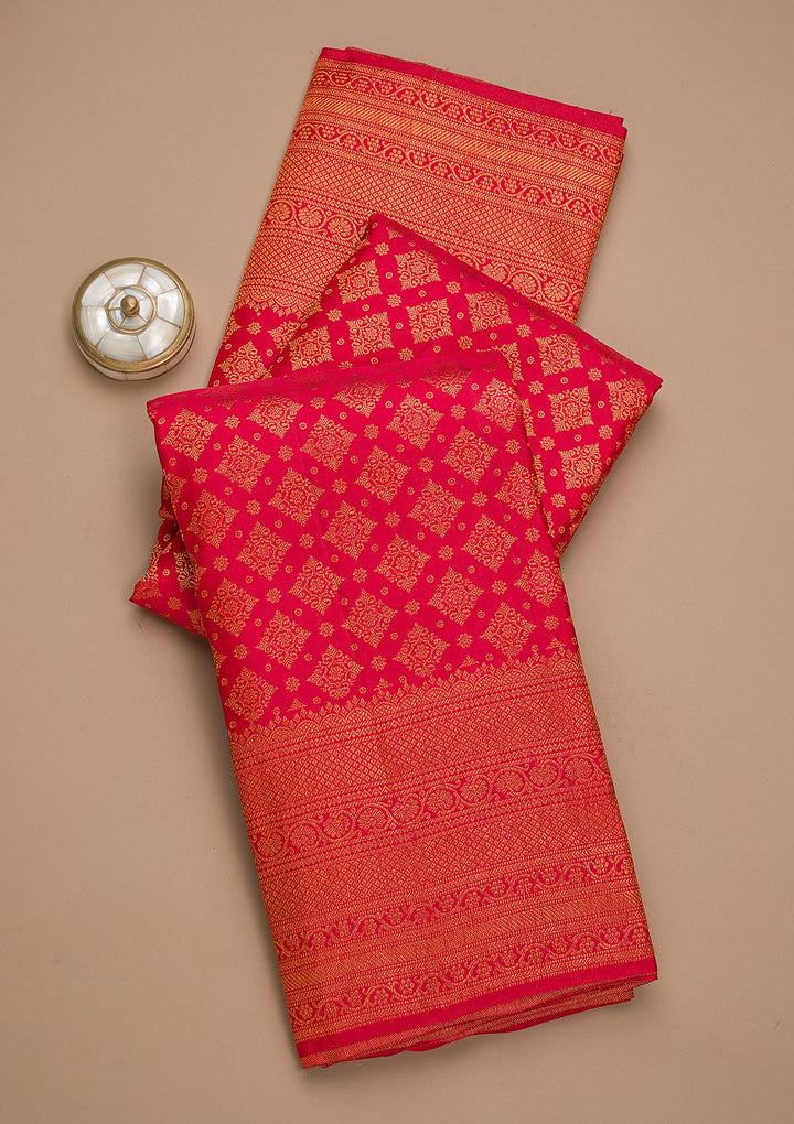 Red Zariwork Pure Silk Saree-Koskii