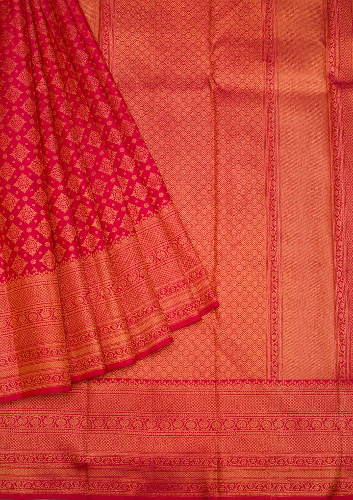 Red Zariwork Pure Silk Saree-Koskii