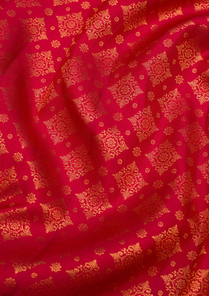 Red Zariwork Pure Silk Saree-Koskii