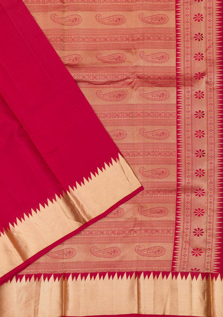 Maroon Zariwork Pure Silk Saree-Koskii
