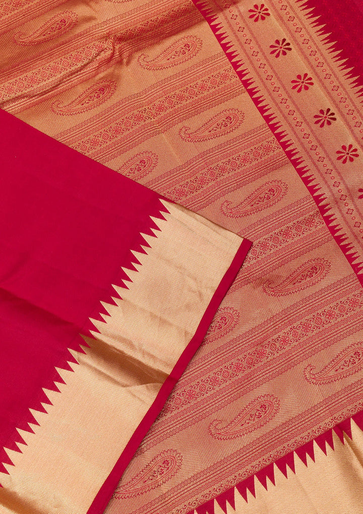 Maroon Zariwork Pure Silk Saree-Koskii