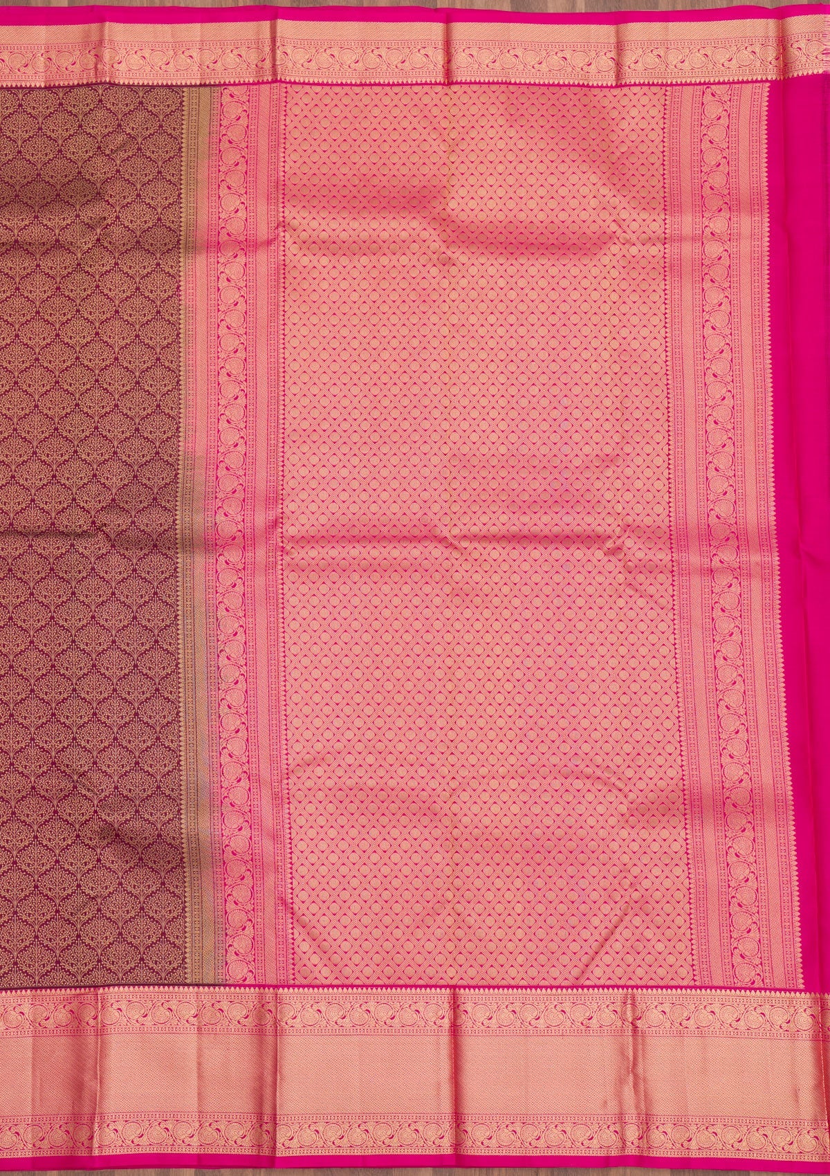 Maroon Zariwork Pure Silk Saree-Koskii