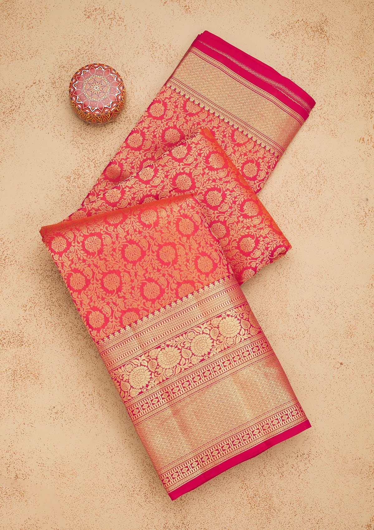 Red Zariwork Pure Silk Saree-Koskii