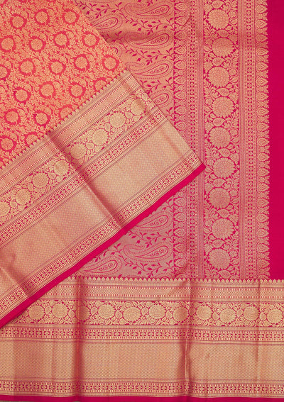 Red Zariwork Pure Silk Saree-Koskii