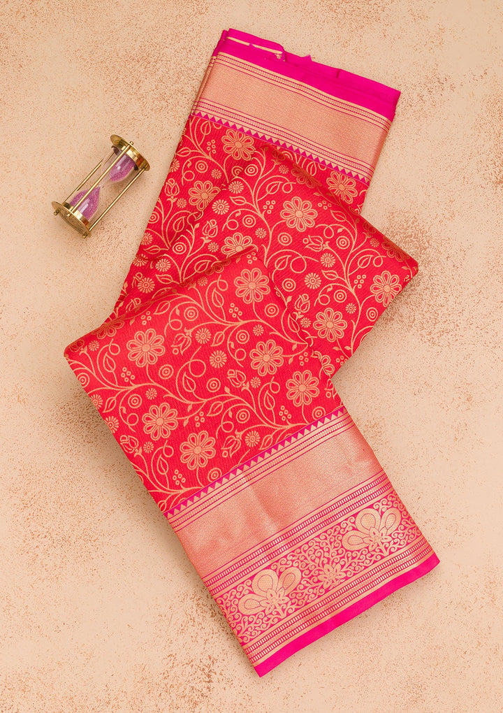 Maroon Zariwork Pure Silk Saree-Koskii