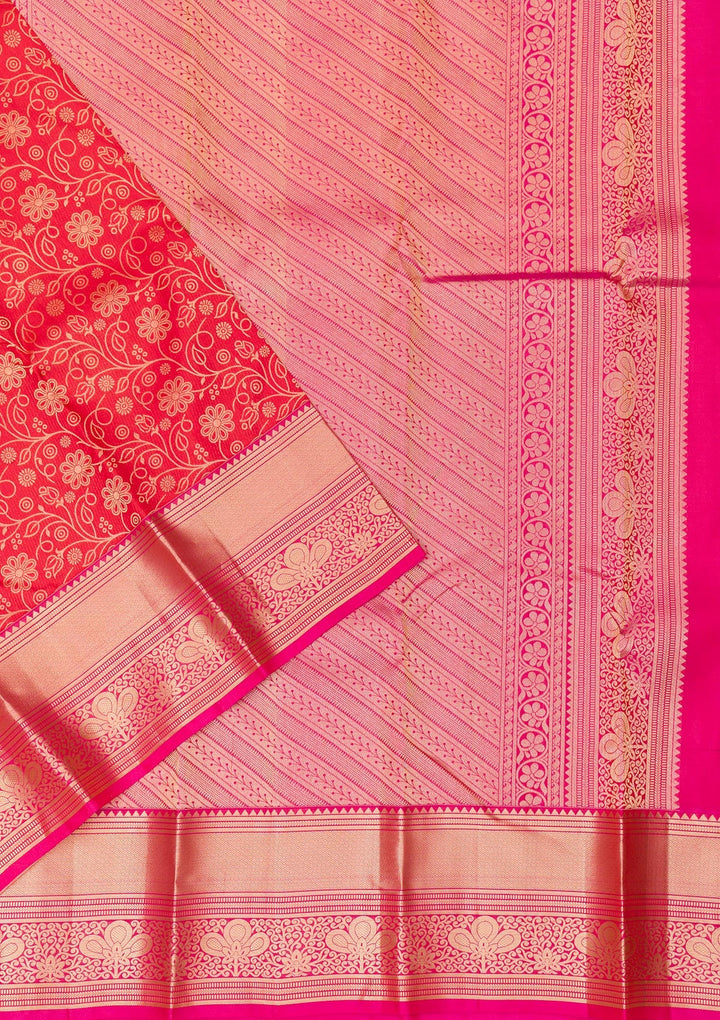 Maroon Zariwork Pure Silk Saree-Koskii