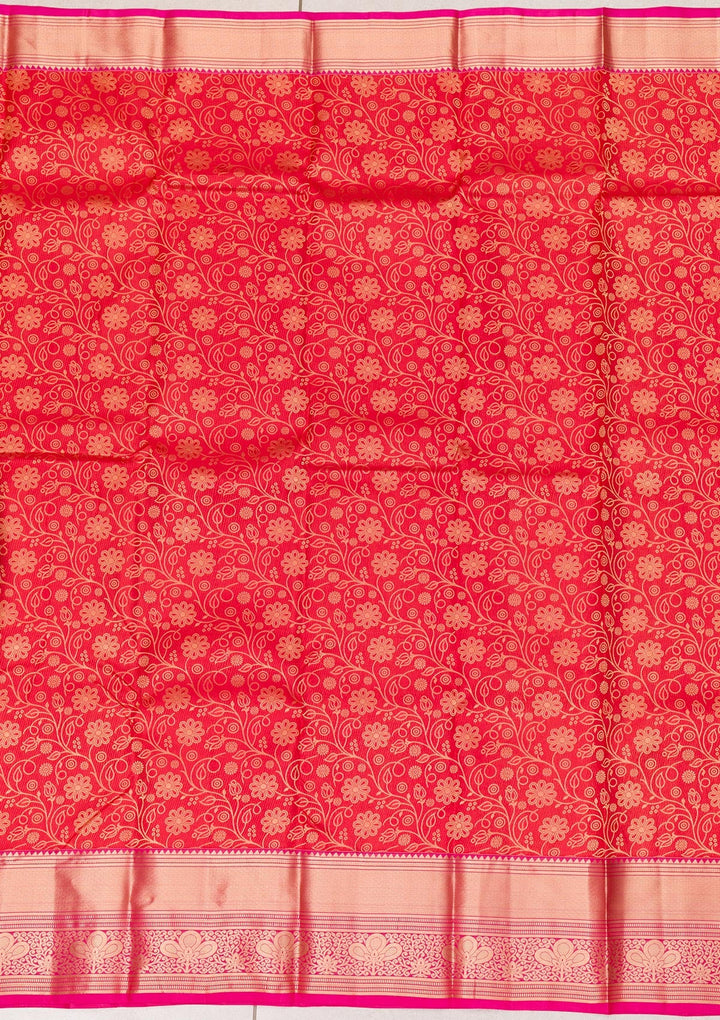 Maroon Zariwork Pure Silk Saree-Koskii