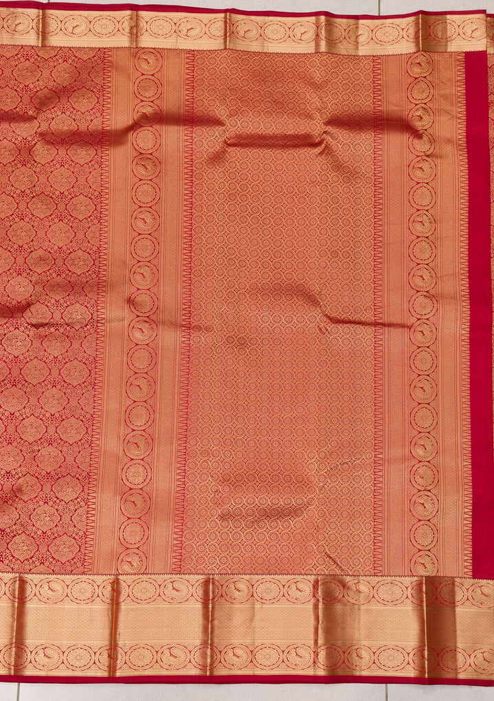 Maroon Zariwork Pure Silk Saree-Koskii