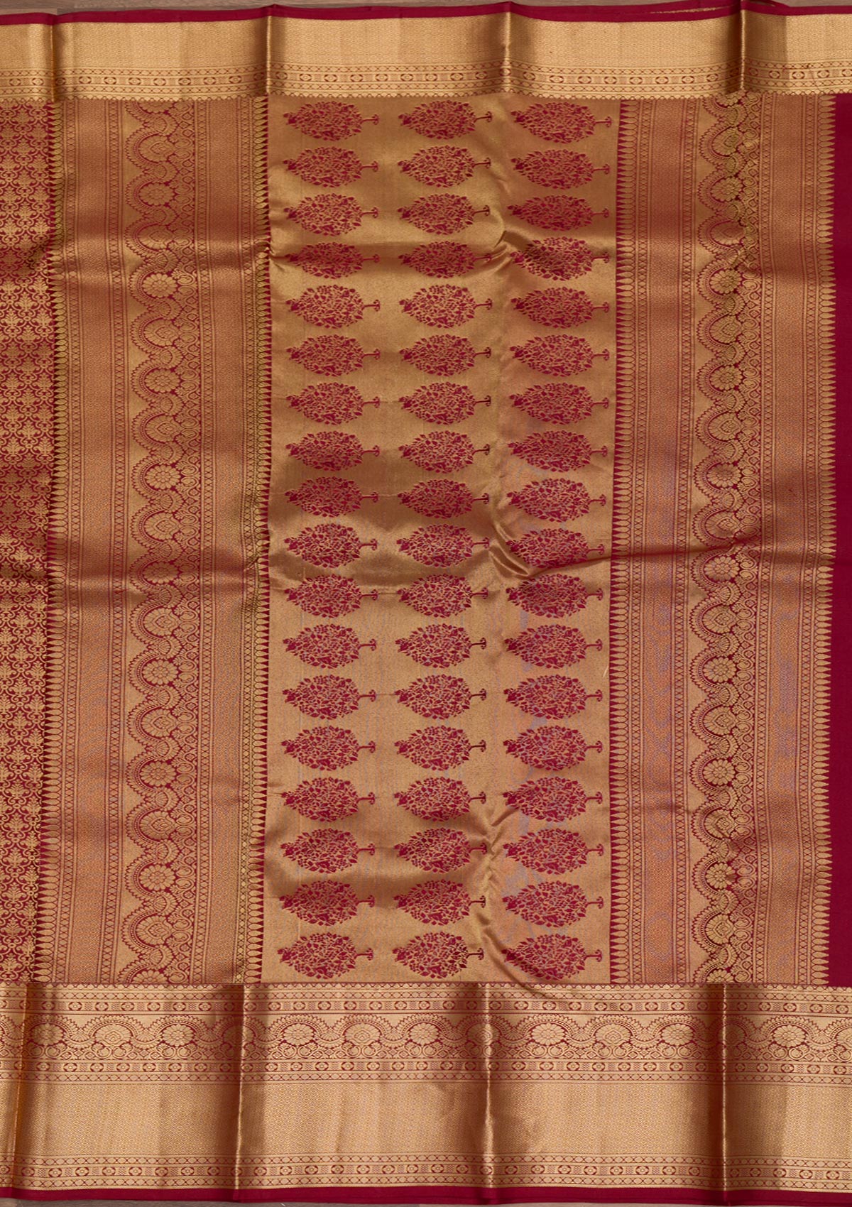 Maroon Zariwork Pure Silk Saree-Koskii