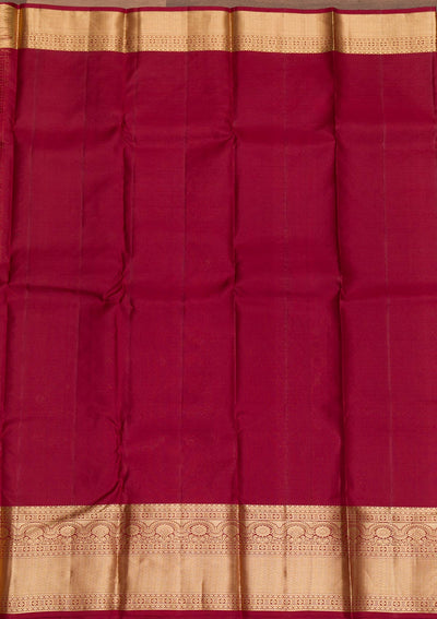 Maroon Zariwork Pure Silk Saree-Koskii