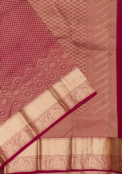 Maroon Zariwork Pure Silk Saree-Koskii