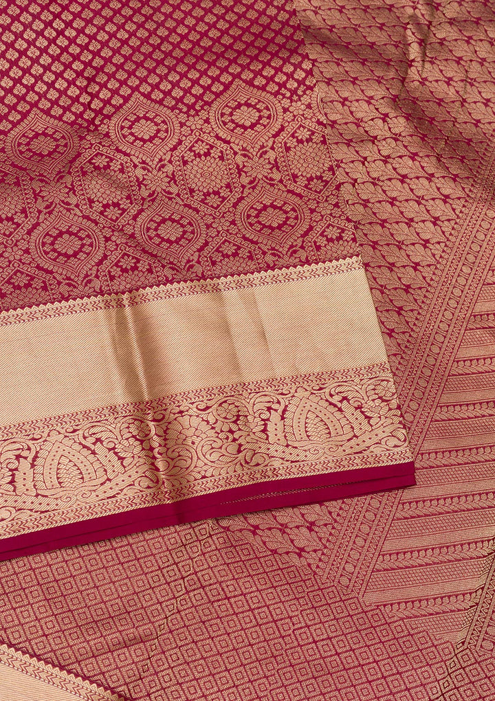 Maroon Zariwork Pure Silk Saree-Koskii
