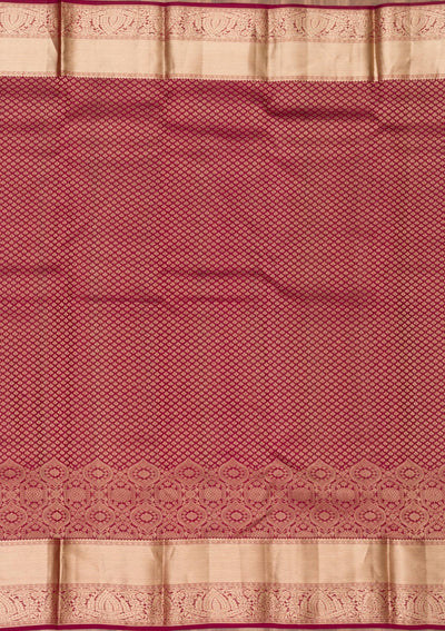 Maroon Zariwork Pure Silk Saree-Koskii