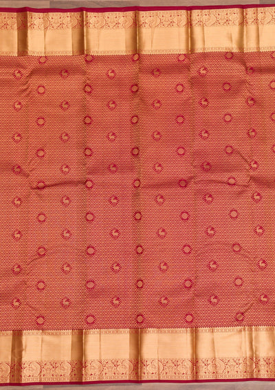 Maroon Zariwork Pure Silk Saree-Koskii