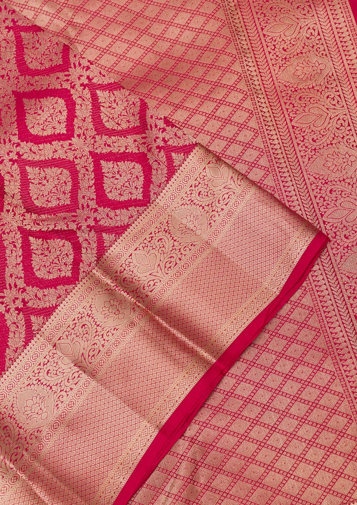 Maroon Zariwork Pure Silk Saree-Koskii