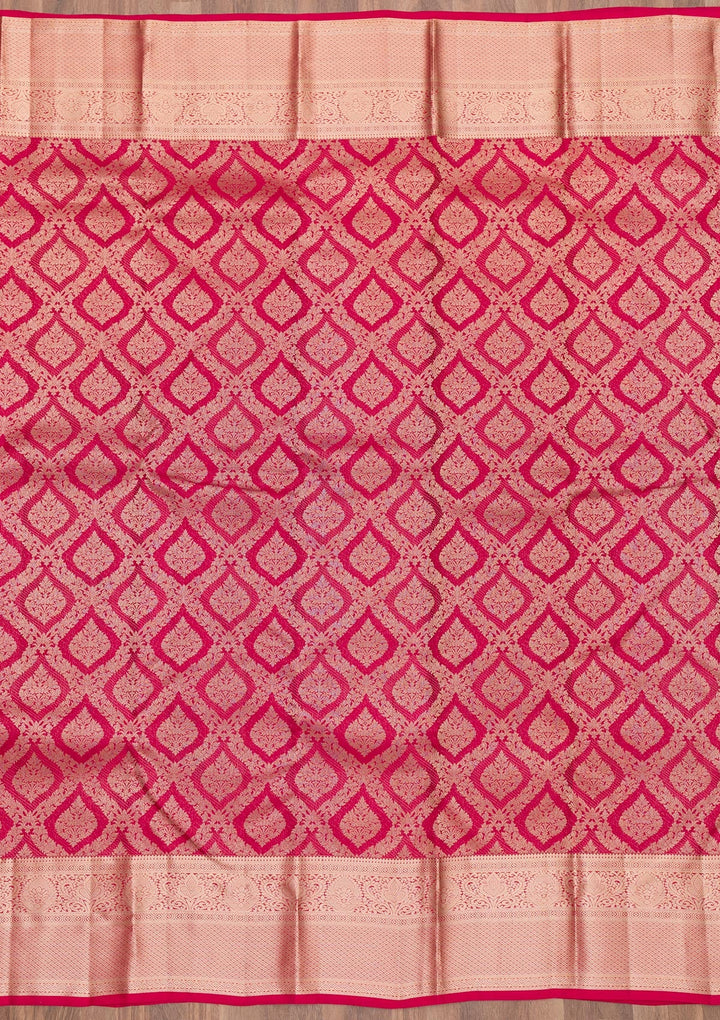 Maroon Zariwork Pure Silk Saree-Koskii