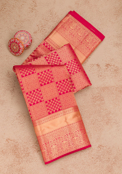 Maroon Zariwork Pure Silk Saree-Koskii