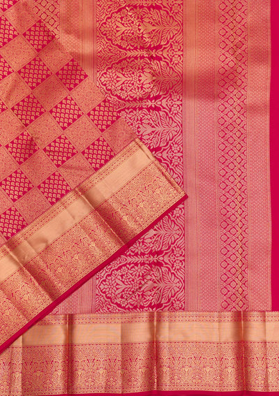 Maroon Zariwork Pure Silk Saree-Koskii