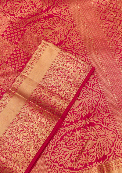 Maroon Zariwork Pure Silk Saree-Koskii