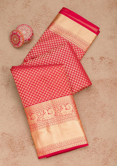 Maroon Zariwork Pure Silk Saree-Koskii