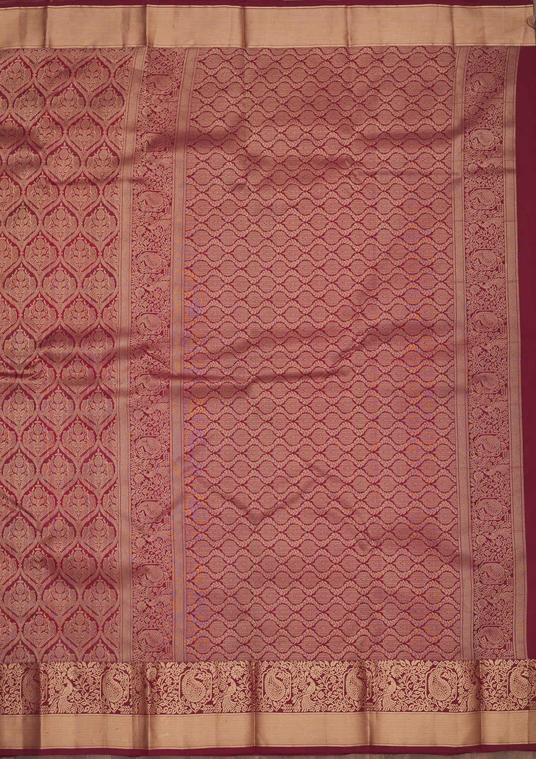 Maroon Zariwork Pure Silk Saree